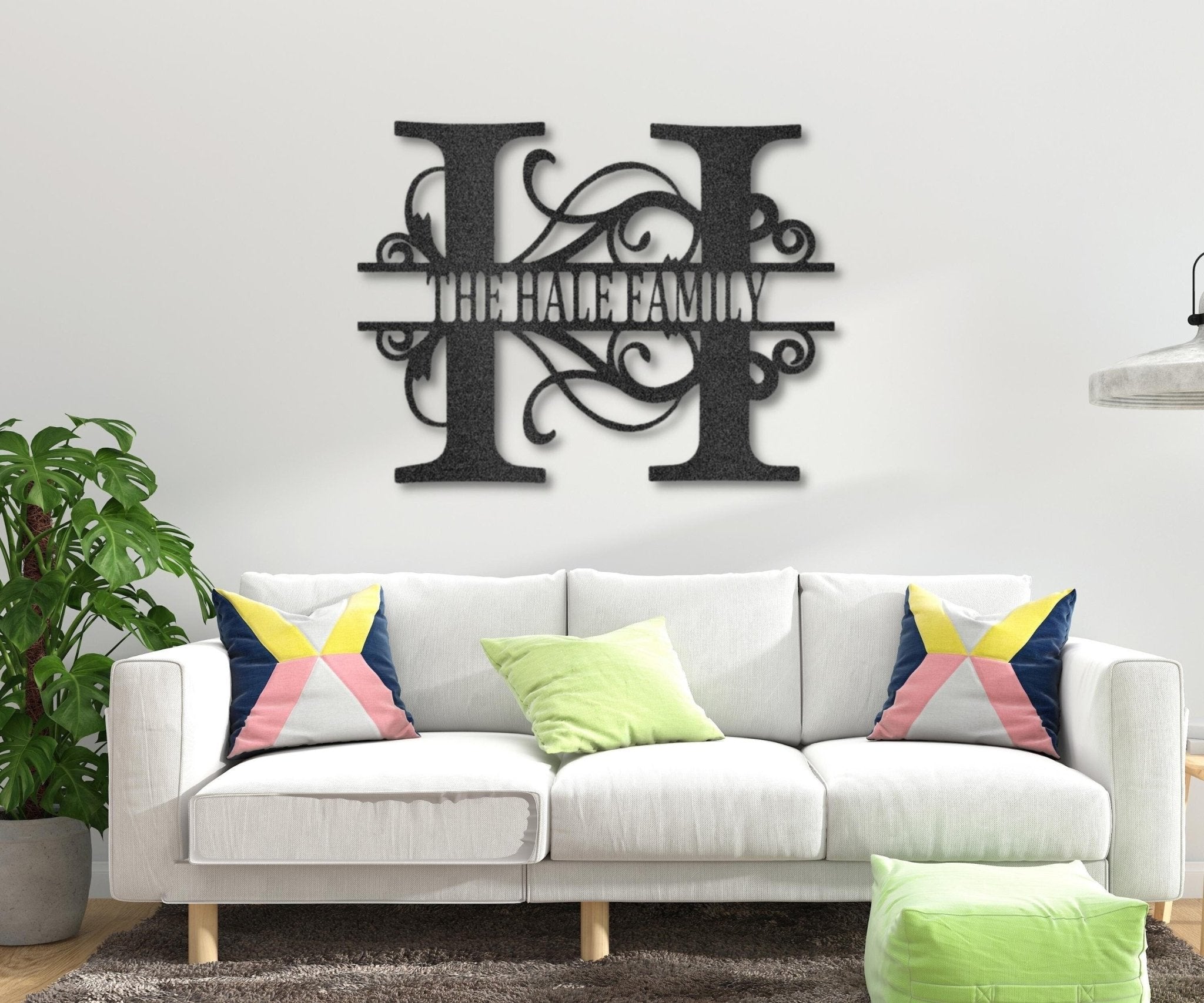 Personalized Elaborate Monogram with Date and Letter Metal Art