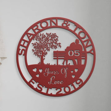 5th anniversary personalized metal sign – 16 gauge steel