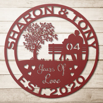 4th anniversary personalized metal sign – 16 gauge steel