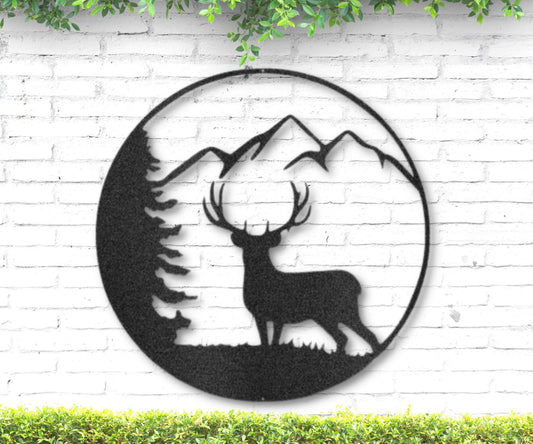 Metal Deer Sign - Deer And Tree House Sign - Metal Buck - Welcome Sign - Stylinsoul