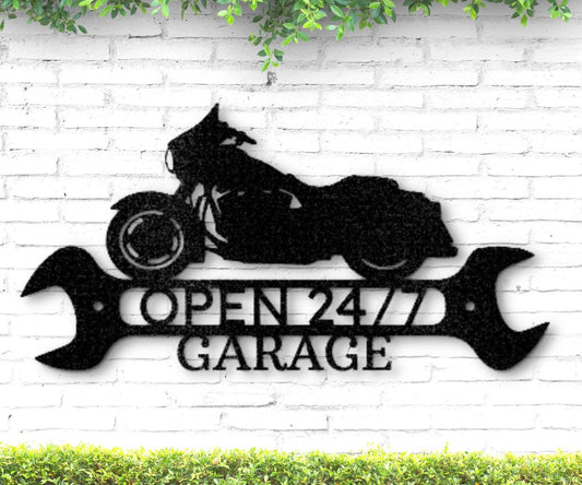 Papa's Garage Sign - Metal Motorcycle - Custom Wall Decor - Mancave Decor - Stylinsoul