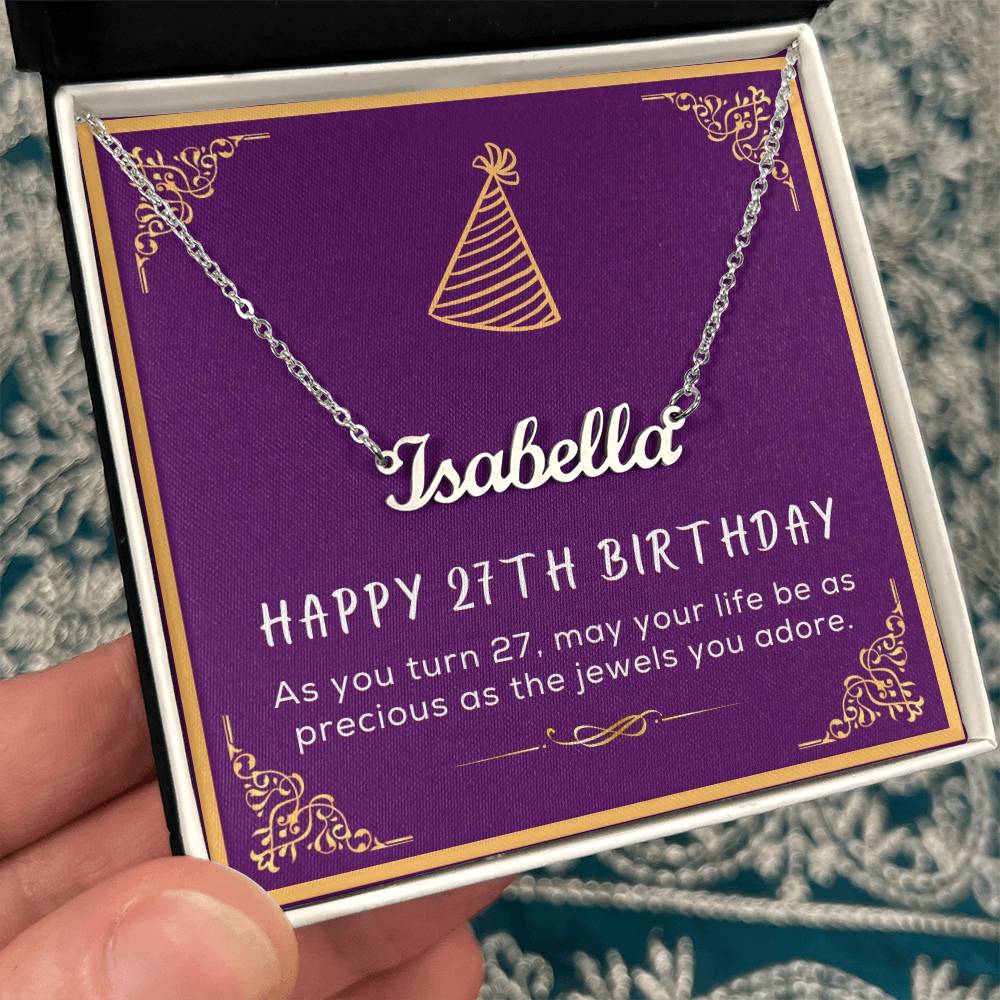 27th Birthday Gift for Her - Birthday Necklace, Gifts For Bestfriend, Sister 27th, 27th Birthday Card, Necklace With Message Card