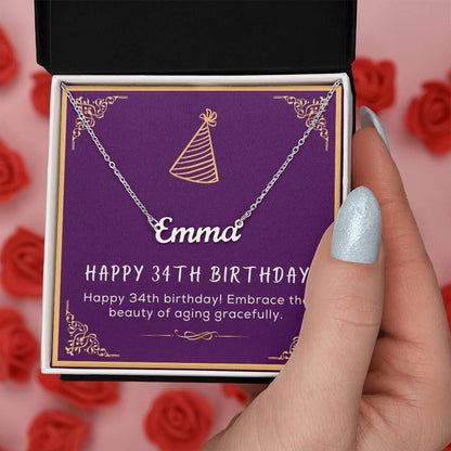 34th Birthday Gift for Her - Birthday Necklace, Gifts For Bestfriend, Sister 34th, 34th Birthday Card, Necklace With Message Card