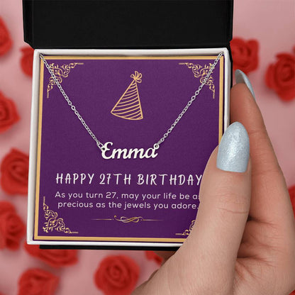 27th Birthday Gift for Her - Birthday Necklace, Gifts For Bestfriend, Sister 27th, 27th Birthday Card, Necklace With Message Card