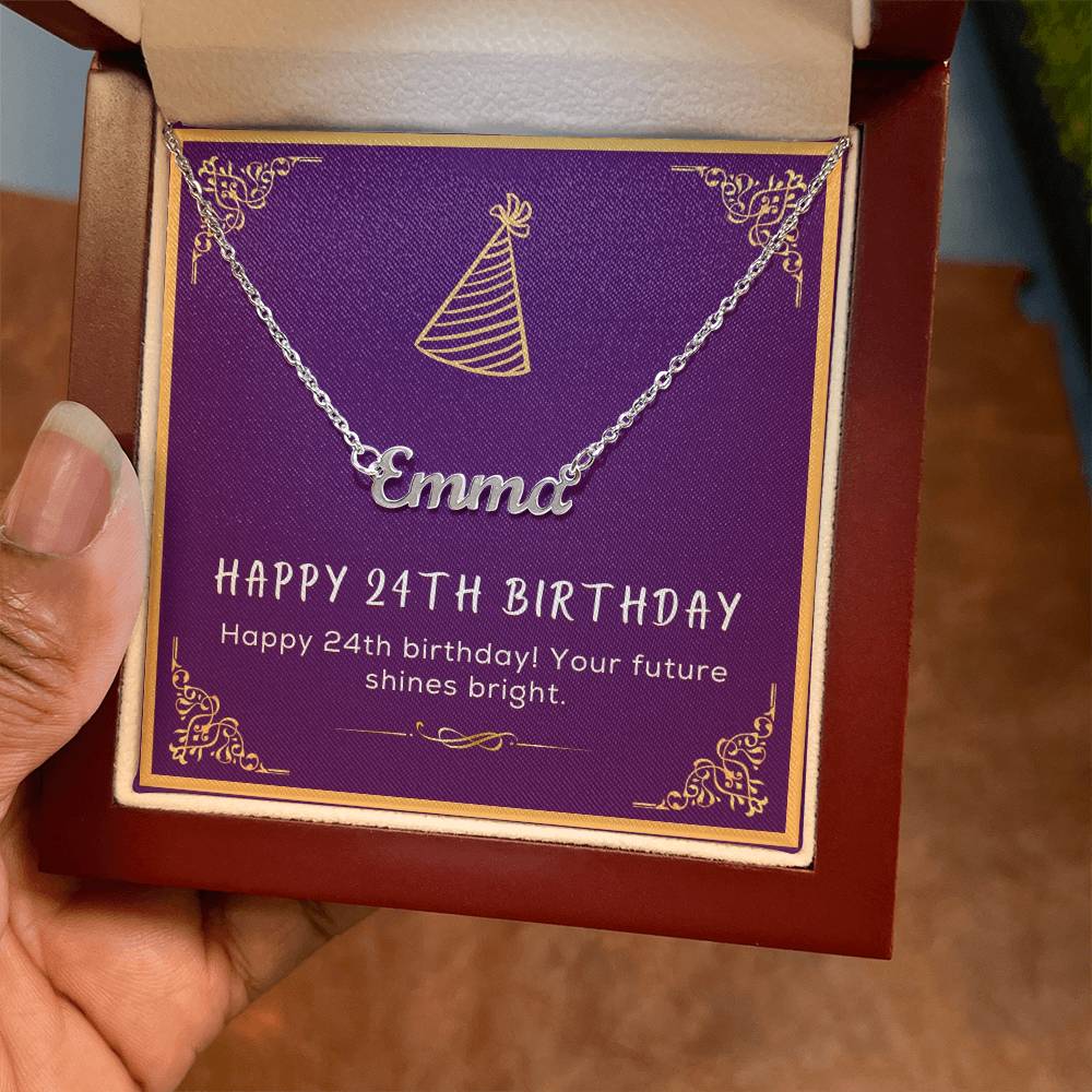 24th Birthday Gift for Her - Birthday Necklace, Gifts For Bestfriend, Sister 24th, 24th Birthday Card, Necklace With Message Card