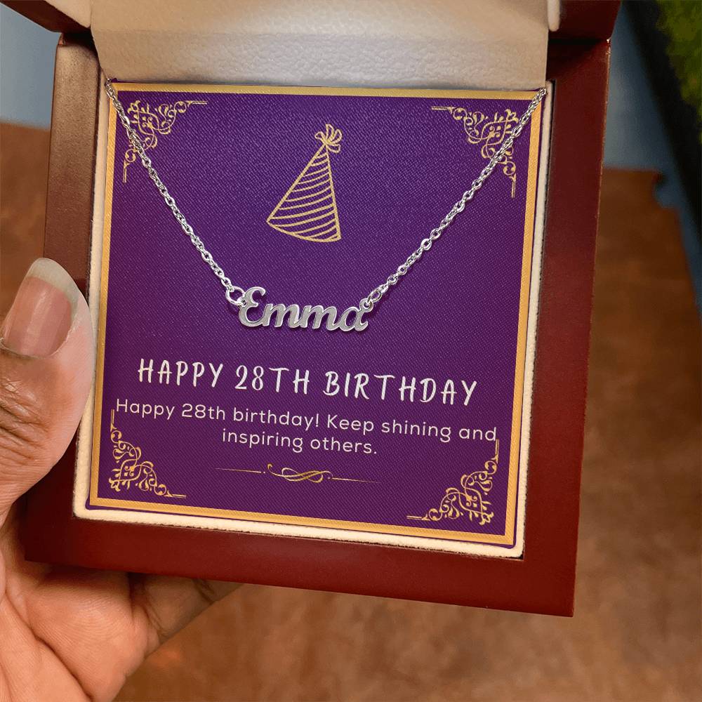 28th Birthday Gift for Her - Birthday Necklace, Gifts For Bestfriend, Sister 28th, 28th Birthday Card, Necklace With Message Card