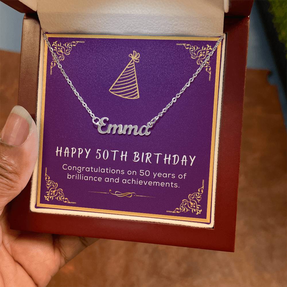 50th Birthday Gift for Her - Birthday Necklace, Gifts For Bestfriend, Sister 50th, 50th Birthday Card, Necklace With Message Card
