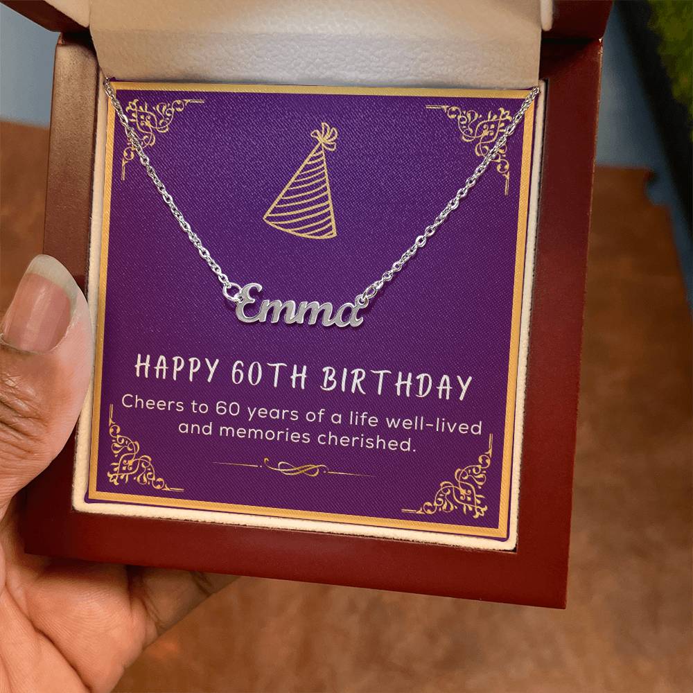 60th Birthday Gift for Her - Birthday Necklace, Gifts For Bestfriend, Sister 60th, 60th Birthday Card, Necklace With Message Card