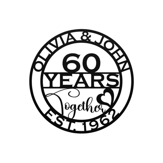 60th anniversary personalized metal sign – 16 gauge steel