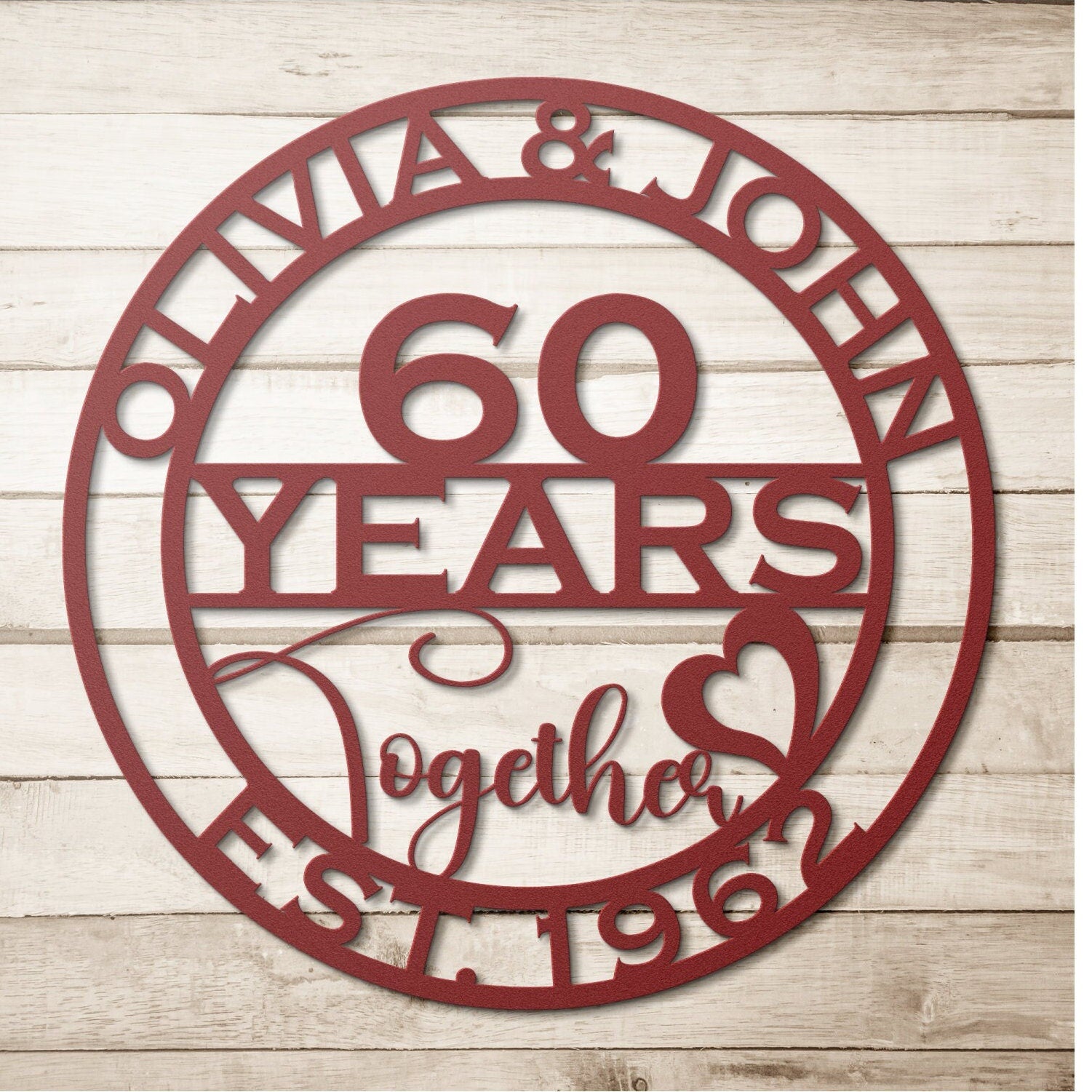 60th anniversary personalized metal sign – 16 gauge steel