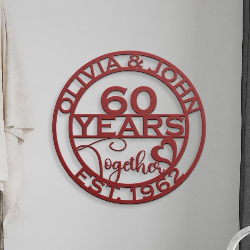 60th anniversary personalized metal sign – 16 gauge steel