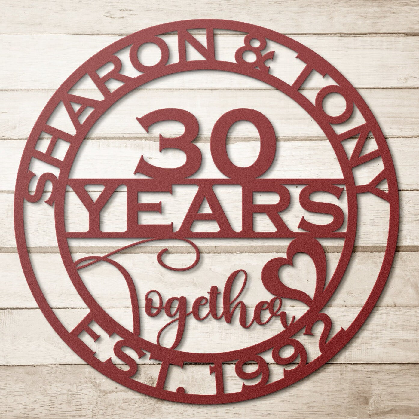 6th anniversary personalized metal sign – 16 gauge steel