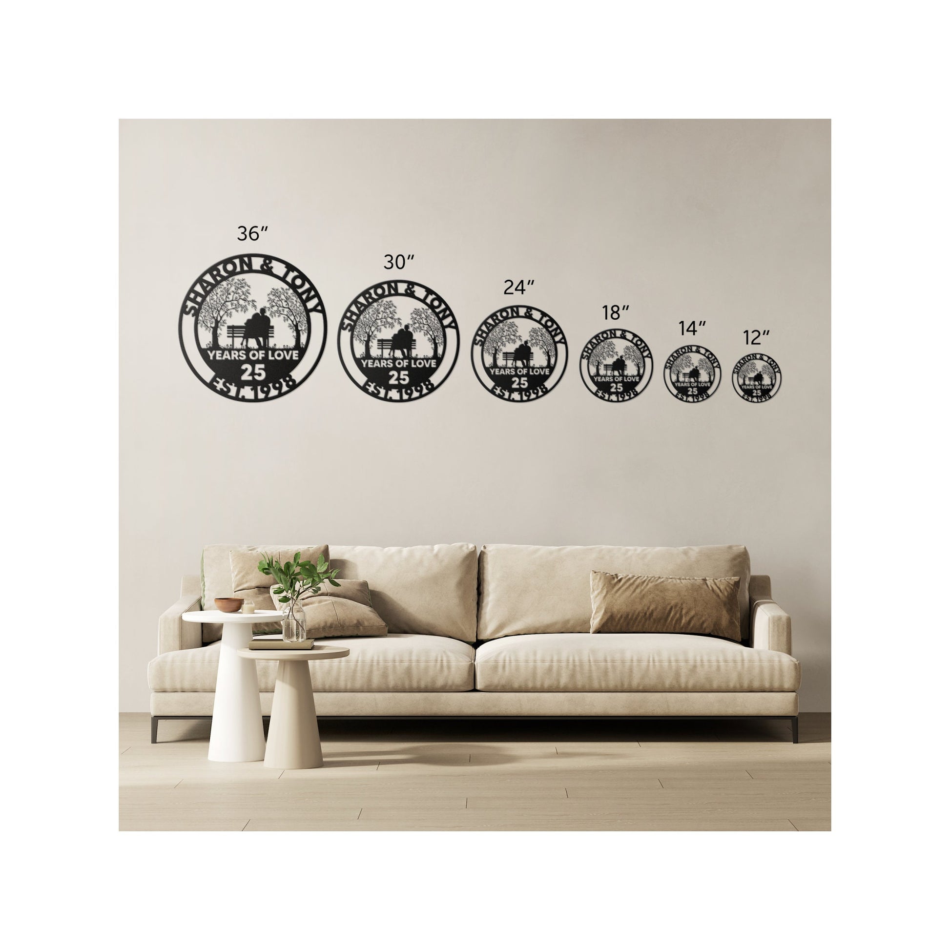 25th anniversary personalized metal sign – 16 gauge steel