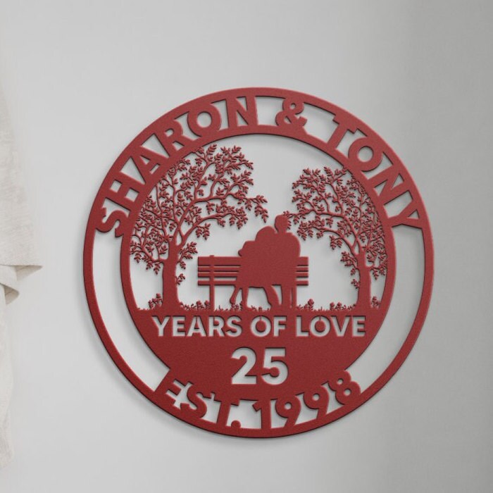 25th anniversary personalized metal sign – 16 gauge steel