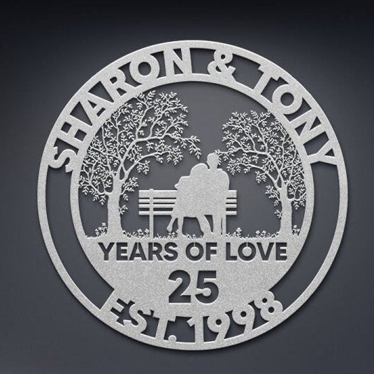 25th anniversary personalized metal sign – 16 gauge steel