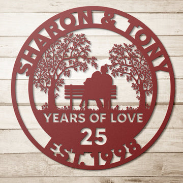 25th anniversary personalized metal sign – 16 gauge steel