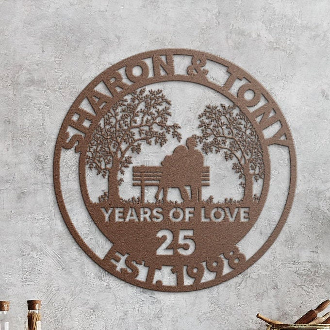 25th anniversary personalized metal sign – 16 gauge steel