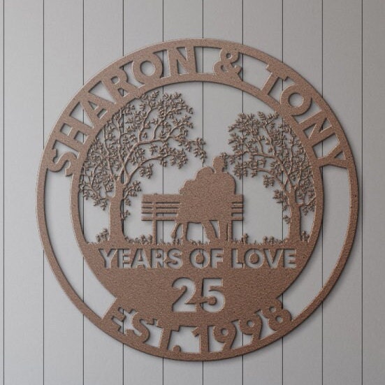 25th anniversary personalized metal sign – 16 gauge steel