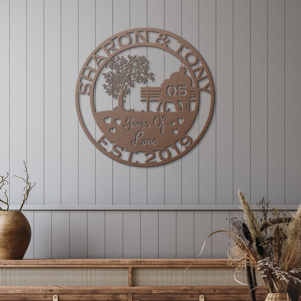 5th anniversary personalized metal sign – 16 gauge steel