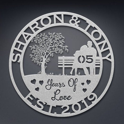 5th anniversary personalized metal sign – 16 gauge steel
