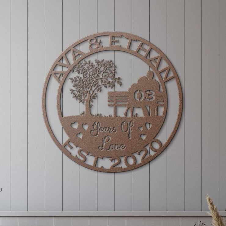 3th anniversary personalized metal sign – 16 gauge steel