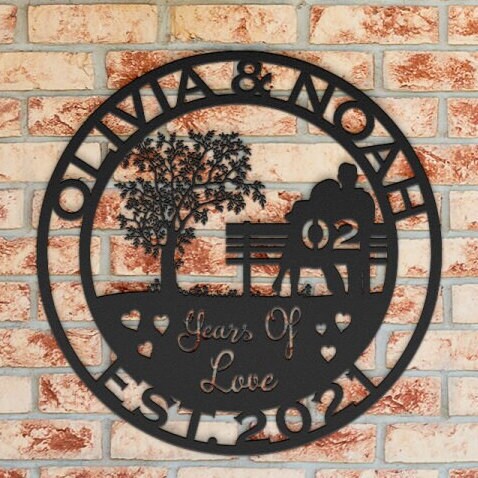 2th anniversary personalized metal sign – 16 gauge steel