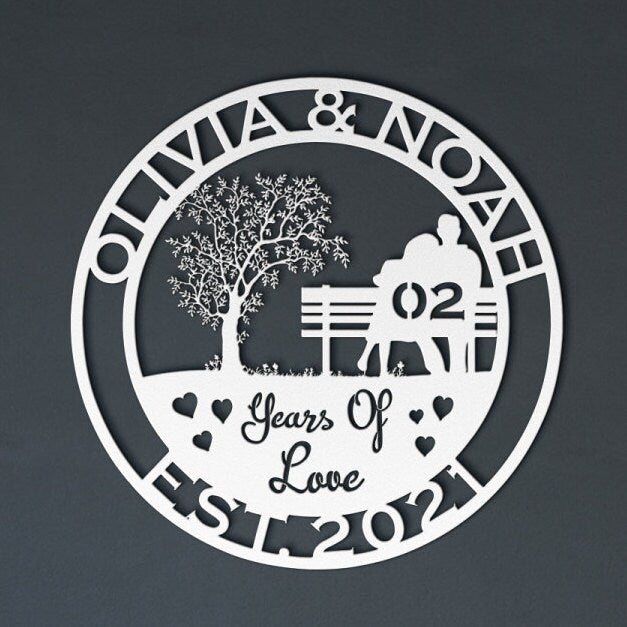2th anniversary personalized metal sign – 16 gauge steel