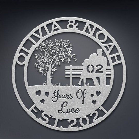 2th anniversary personalized metal sign – 16 gauge steel