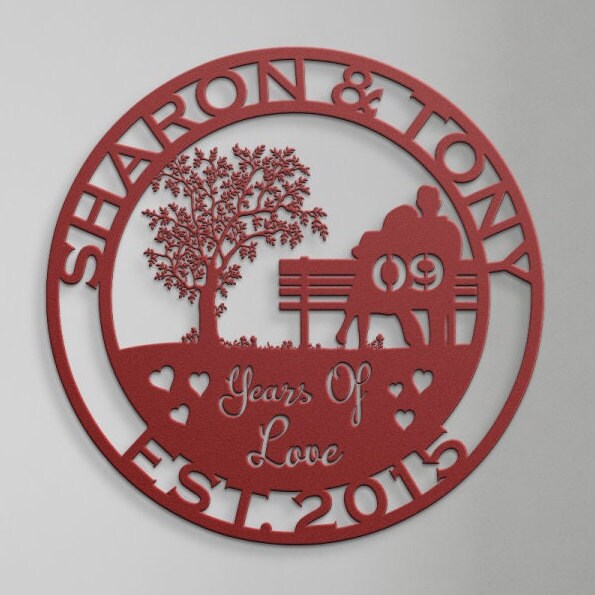 9th anniversary personalized metal sign – 16 gauge steel