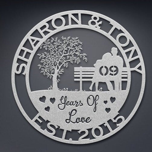 9th anniversary personalized metal sign – 16 gauge steel