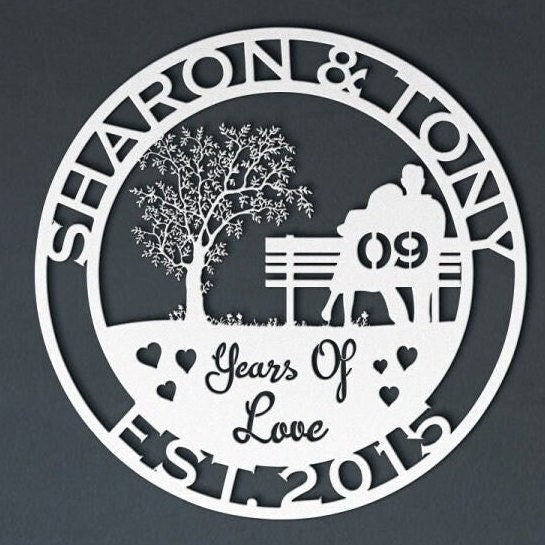9th anniversary personalized metal sign – 16 gauge steel