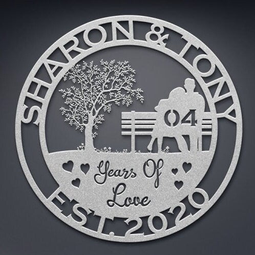 4th anniversary personalized metal sign – 16 gauge steel