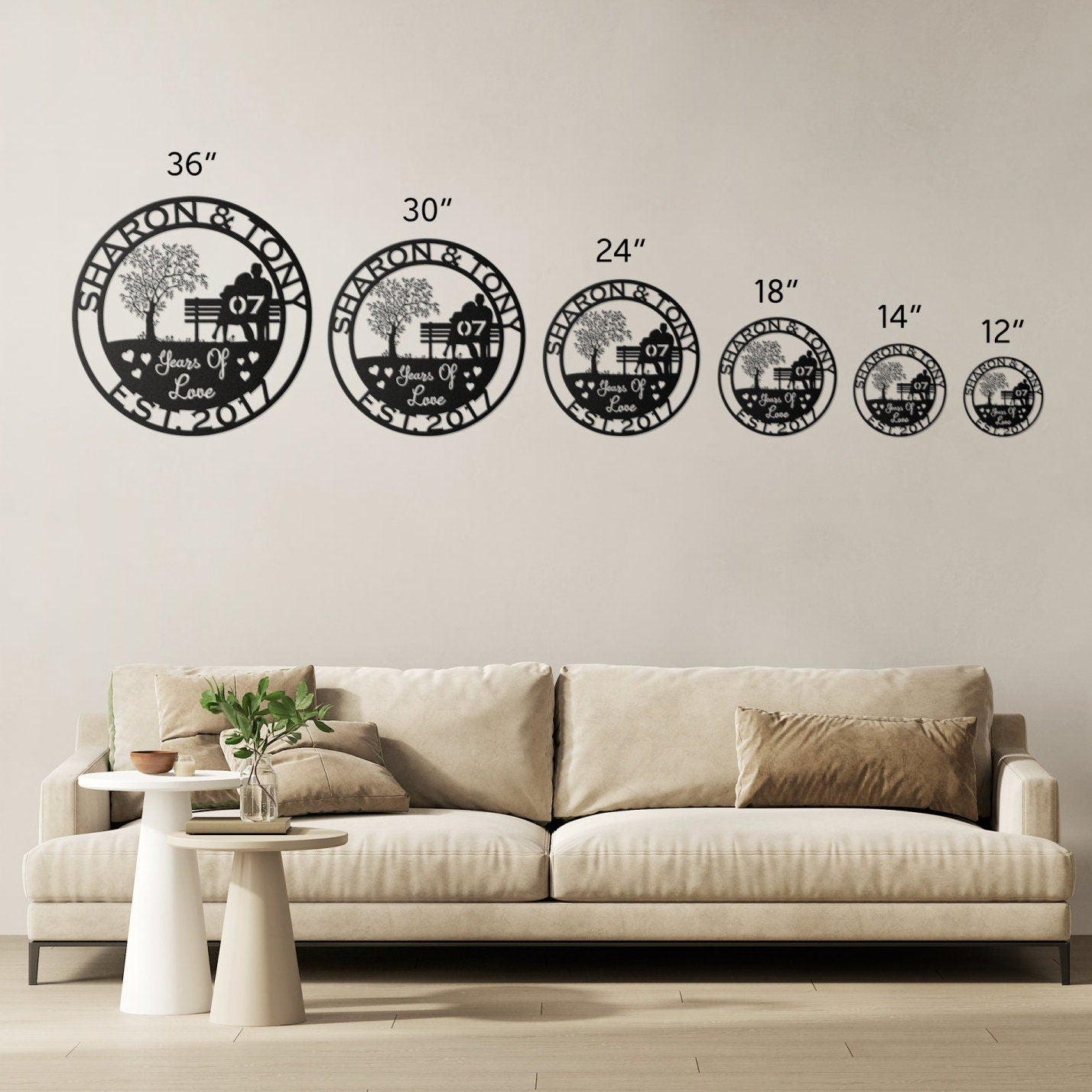 7th anniversary personalized metal sign – 16 gauge steel