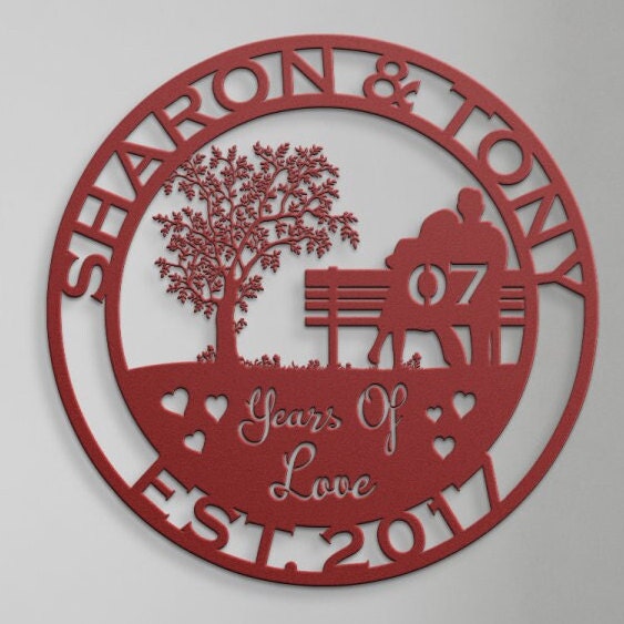 7th anniversary personalized metal sign – 16 gauge steel