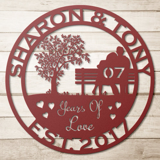 7th anniversary personalized metal sign – 16 gauge steel