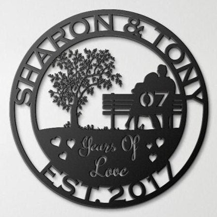 7th anniversary personalized metal sign – 16 gauge steel