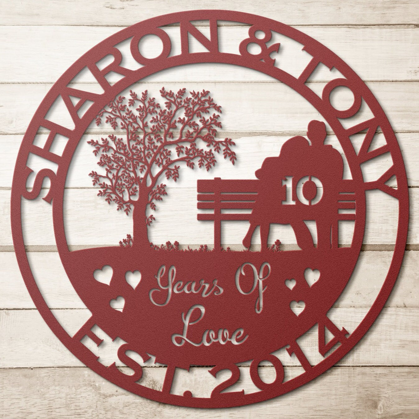10th anniversary personalized metal sign – 16 gauge steel