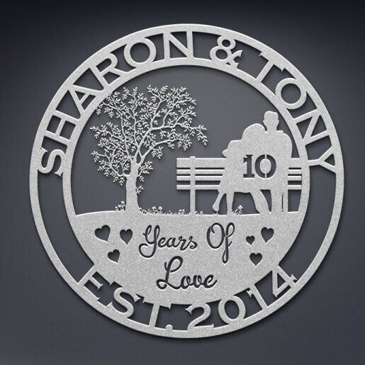 10th anniversary personalized metal sign – 16 gauge steel