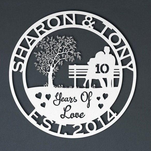 10th anniversary personalized metal sign – 16 gauge steel