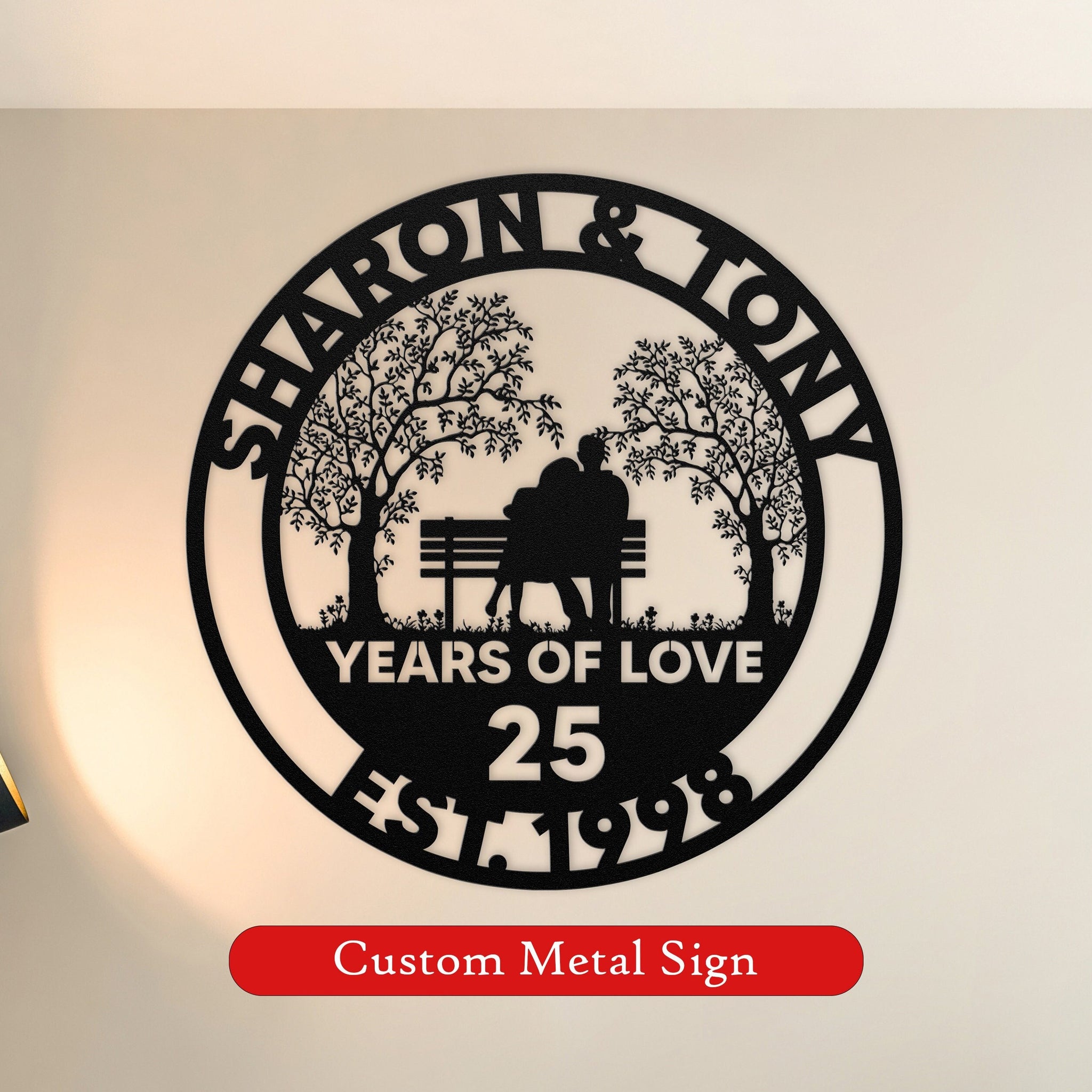 25th anniversary personalized metal sign – 16 gauge steel
