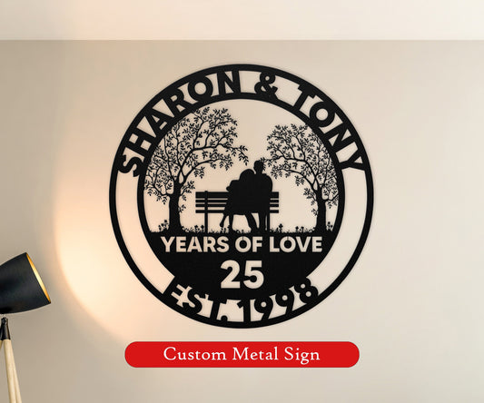 25th anniversary personalized metal sign – 16 gauge steel