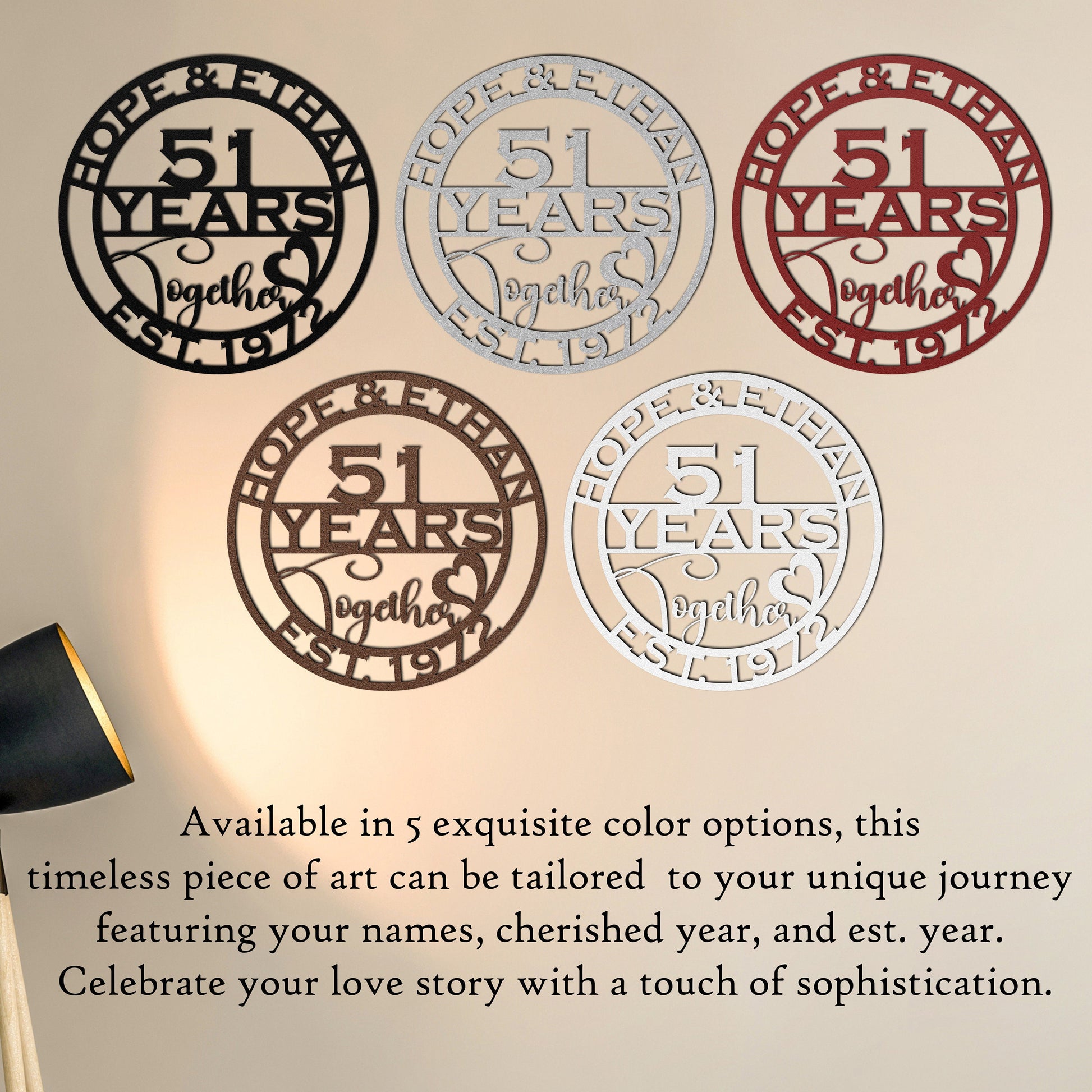 51th anniversary personalized metal sign – 16 gauge steel