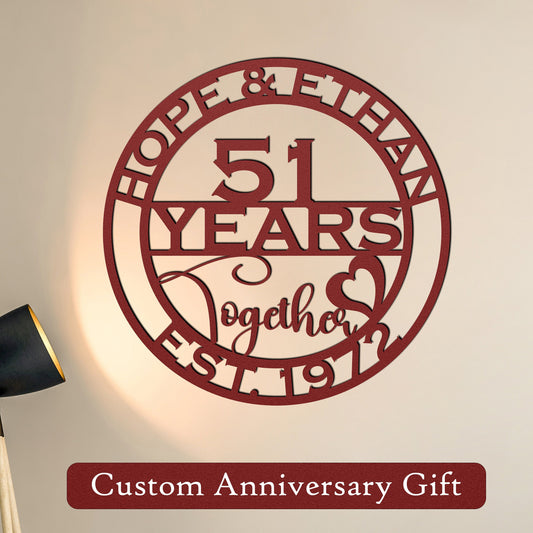 51th anniversary personalized metal sign – 16 gauge steel