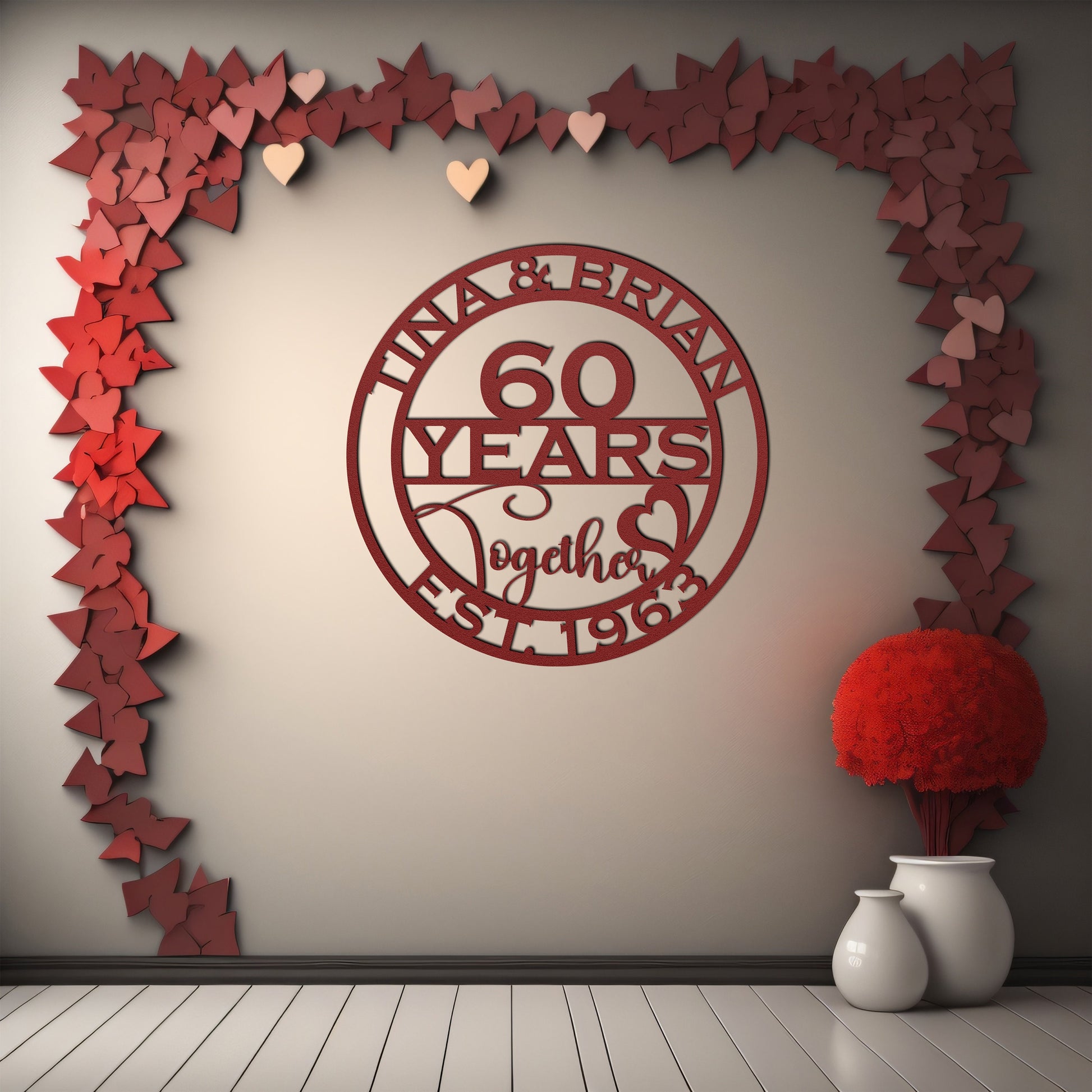 60th anniversary personalized metal sign – 16 gauge steel