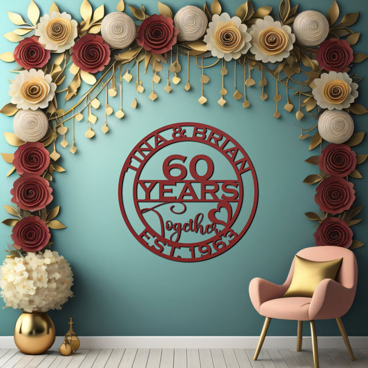 60th anniversary personalized metal sign – 16 gauge steel