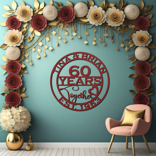60th anniversary personalized metal sign – 16 gauge steel