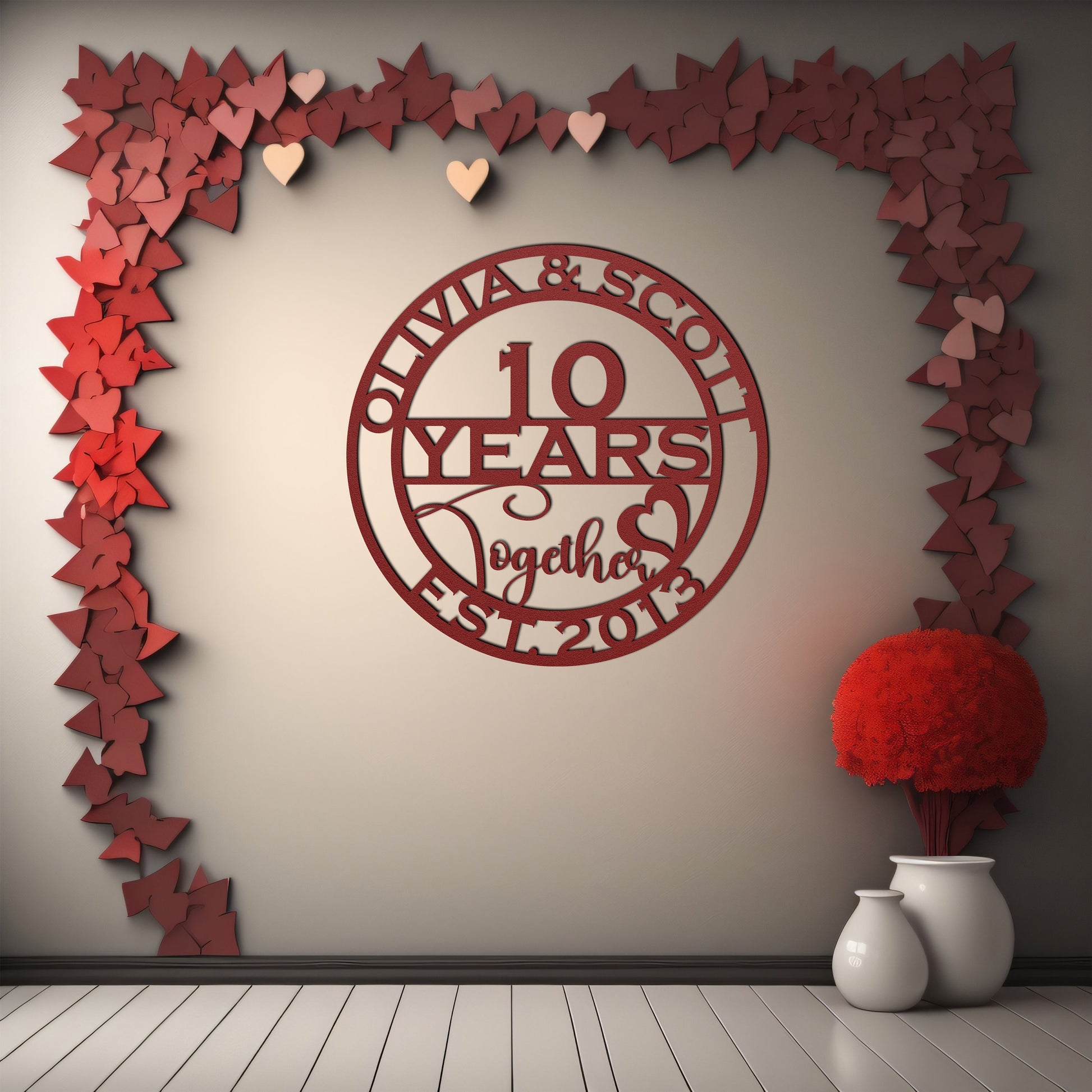 10th anniversary personalized metal sign – 16 gauge steel
