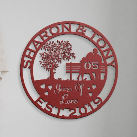 5th anniversary personalized metal sign – 16 gauge steel