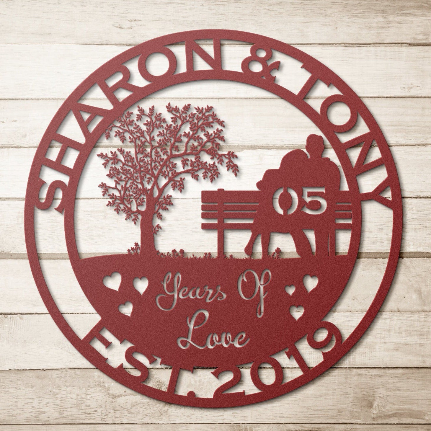 5th anniversary personalized metal sign – 16 gauge steel
