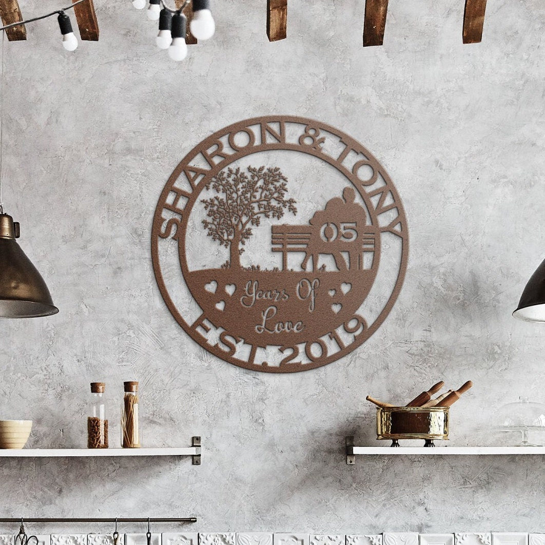 5th anniversary personalized metal sign – 16 gauge steel